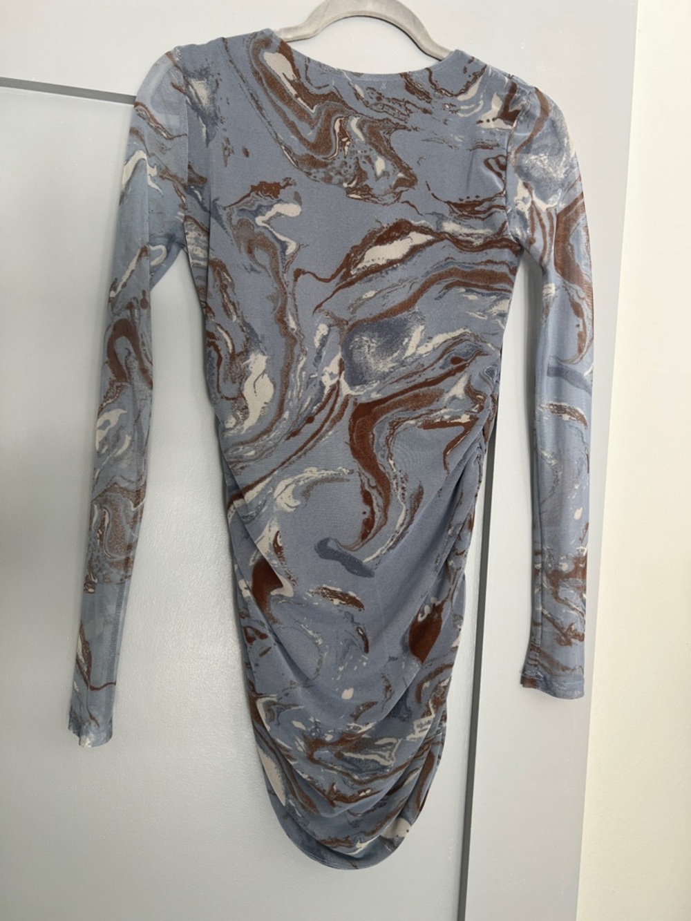 Antistar Marbled Long-Sleeve Bodycon Ruched Dress Tunic - Picture 2 of 5